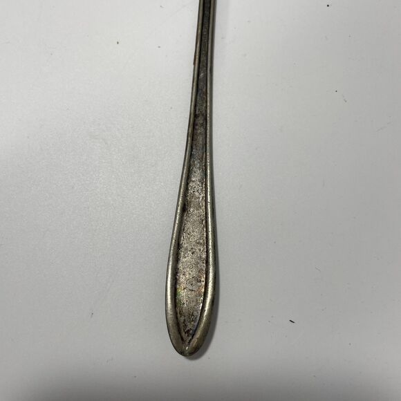 Vintage Federal Solid Nickel Silver Olive Pickle Fork Cocktail 6” - Picture 6 of 7